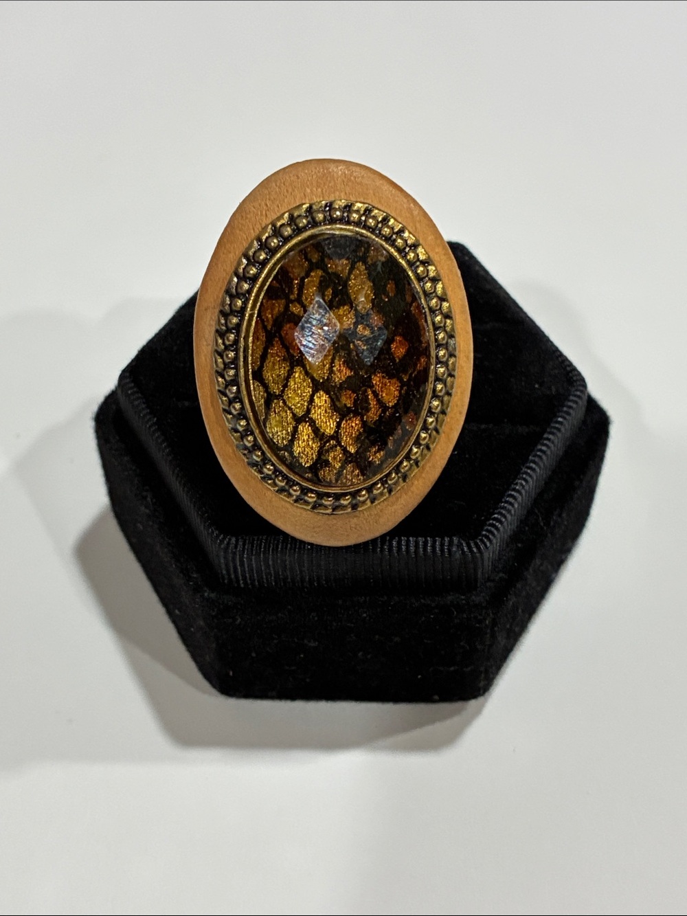 Statement Brown Gold Oval Resin Cocktail Ring - Unbranded